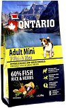 ONTARIO Adult Mini Fish & Rice (30/17) - &quot;Онтарио 7 видов рыб&quot; гипоаллергенный для мелких пород собак
