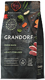 Grandorf Fresh Duck & Sweet Potato Sterilised (38/12) - Беззерновой корм с живыми пробиотиками утка с бататом для стерилизованных и пожилых кошек