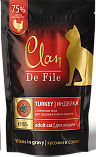 CLAN De File - &quot;Клан де филе&quot; кусочки с индейкой, креветками и семенами льна в соусе для кошек - пауч