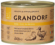 Grandorf - беззерновой корм паштет из утки с грушей и черникой для собак